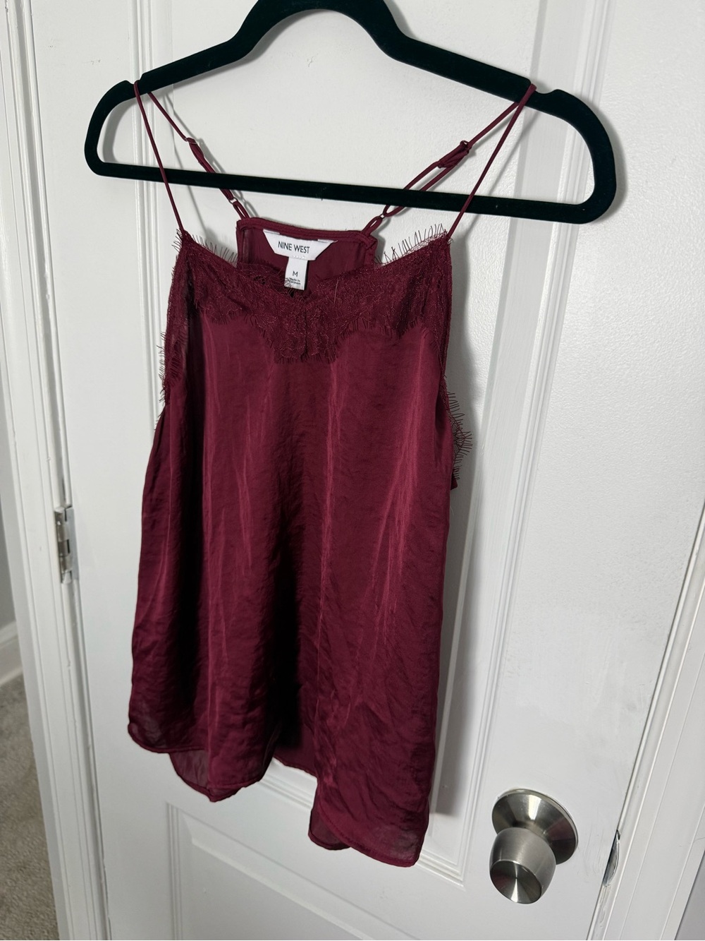 Nine West Wine Lace-Trim Satin Camisole